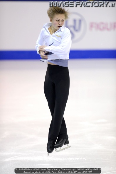 2013-03-02 Milano - World Junior Figure Skating Championships 1941 Mikhail Kolyada RUS.jpg